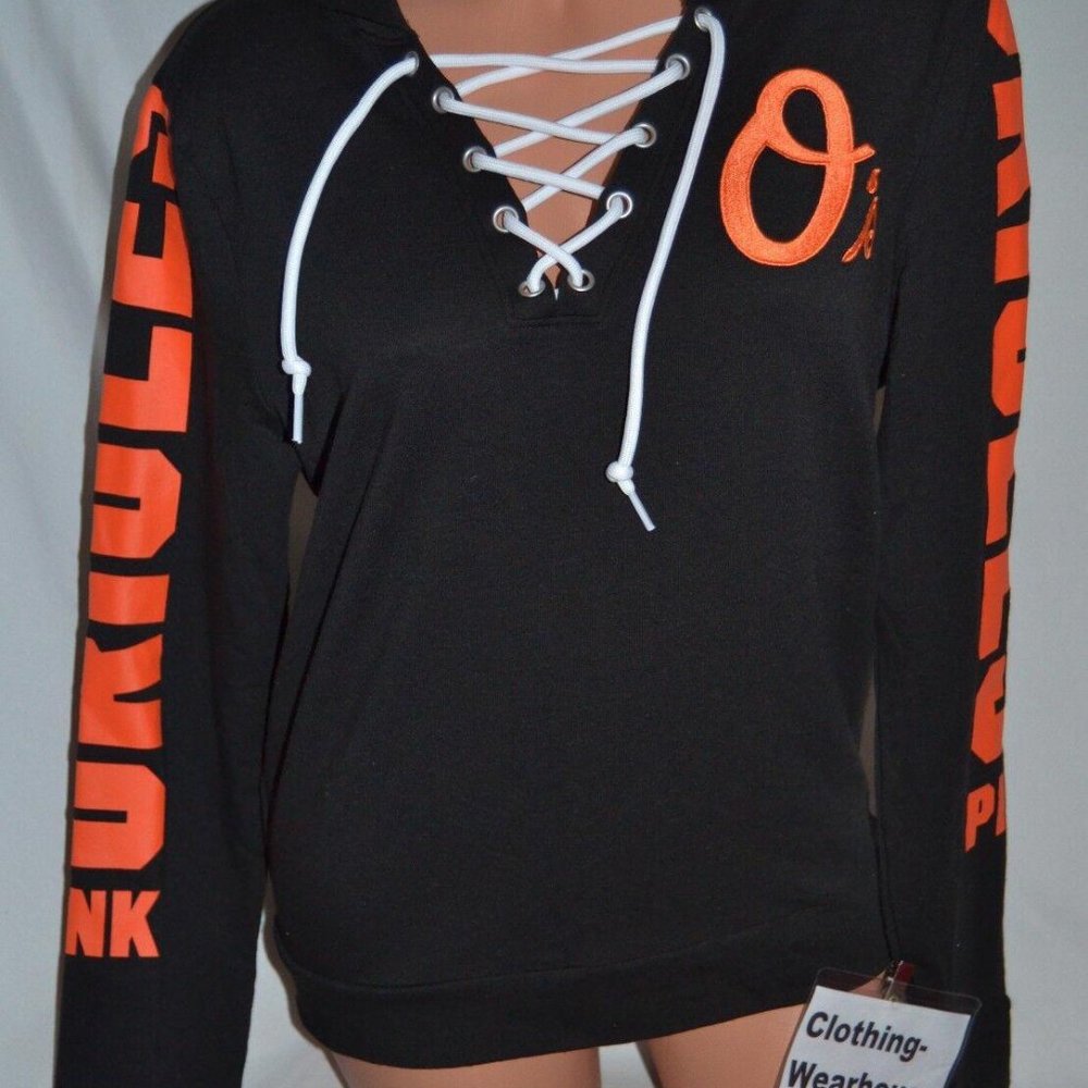 Victoria's Secret PINK Lace Up Hoodie MLB Orioles S new
